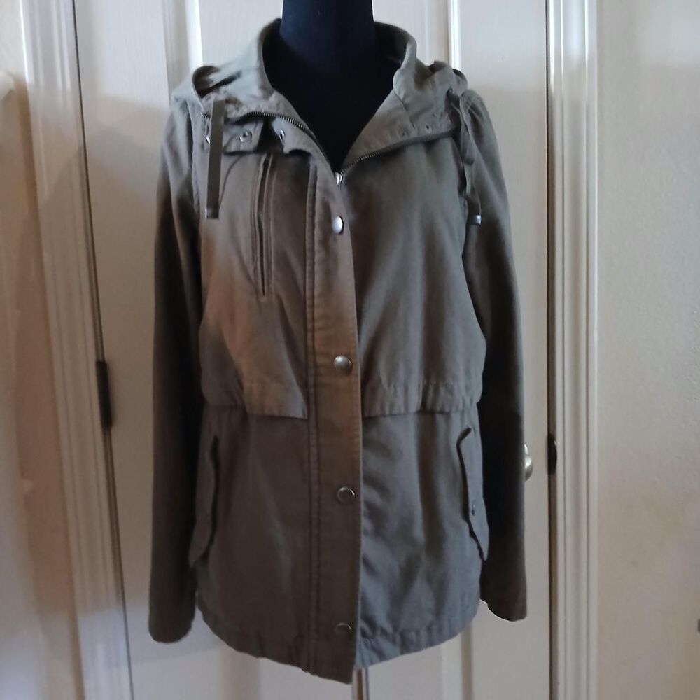 Y2K style army green military utility jacket w hood M ASO Bella Swan Twilight